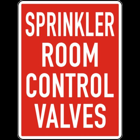 Sprinkler Room Control Valves Sign